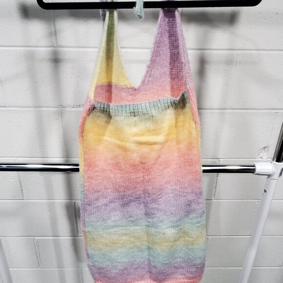 PRINCESS POLLY Rainbow Pastel Blair Halter Sweater Knit Mini Dress S/M - Picture 2 of 4